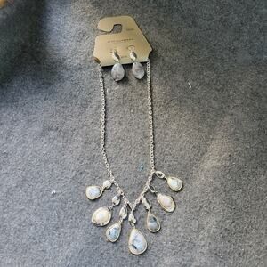Circle Link Statement Necklace‎ Hypoallergenic And Earrings 18" Adjustable